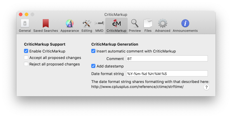 CriticMarkup Preference Pane