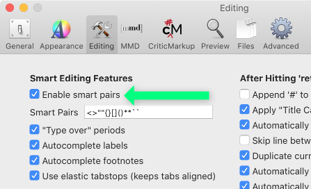 Smart Pairs settings